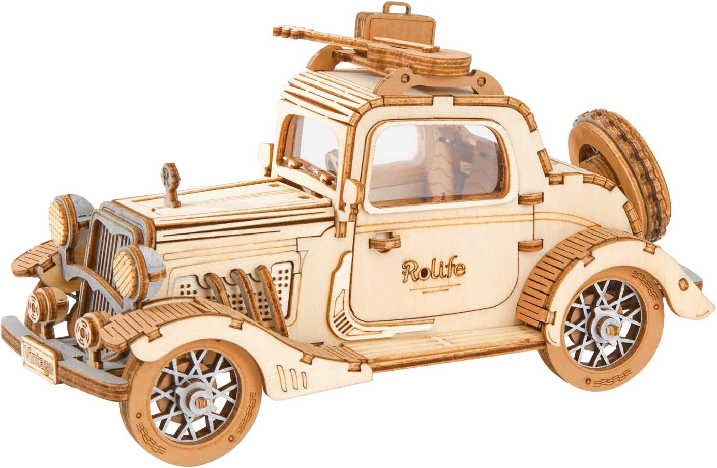 Rolife 3D Wooden Puzzles Retro Car Model - Collectibles Wooden Model Kits for Adults Desk Toys Display Gift for Boys/Girls (Vintage Car)