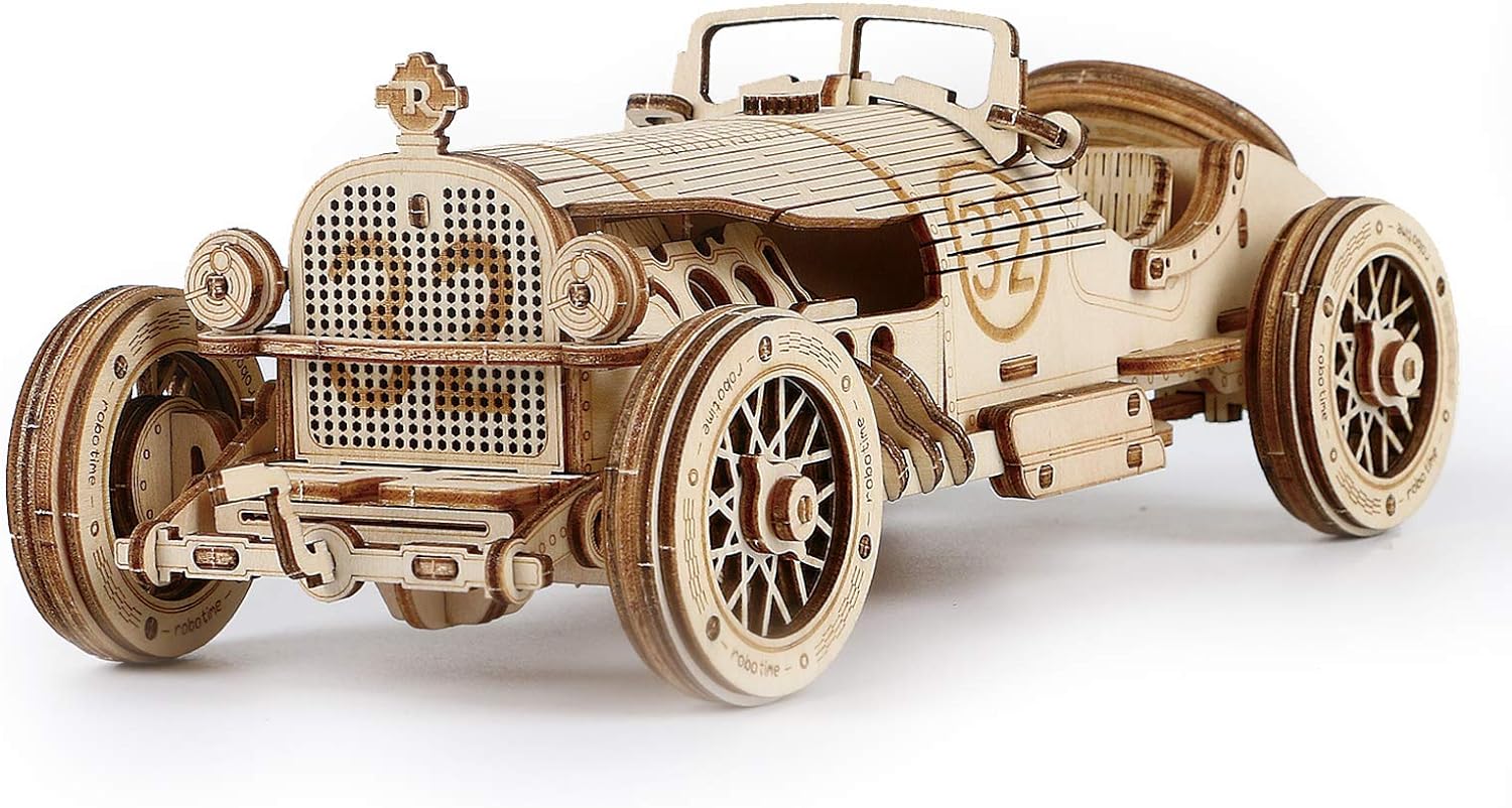 ROBOTIME Model Car Kits - Wooden 3D Puzzles - Model Cars to Build for Adults 1:16 Scale Model Grand Prix Car