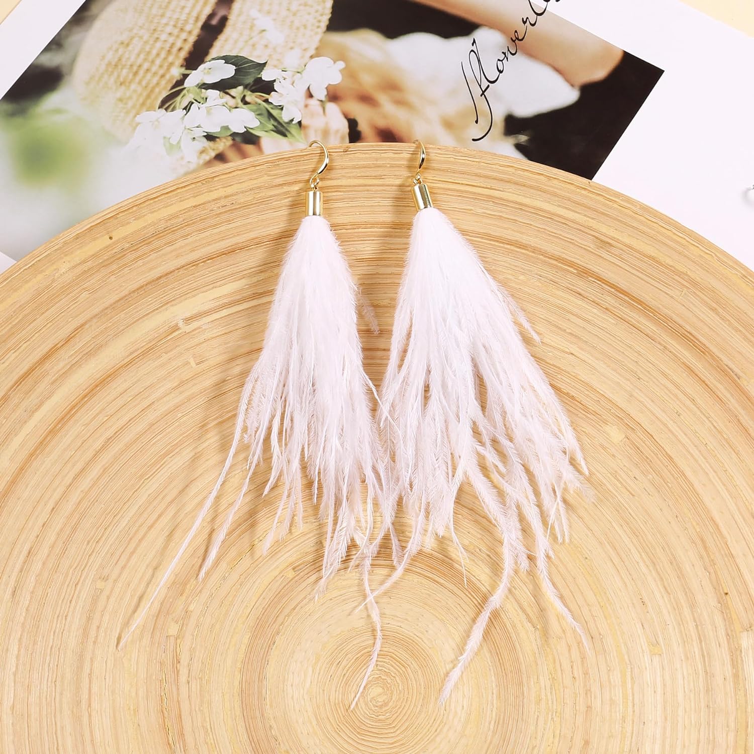 Feather Earring For Women Long Dangle Earring Feather Elegant Thread Feather Jewelry for Gift Winter Party Bohemian