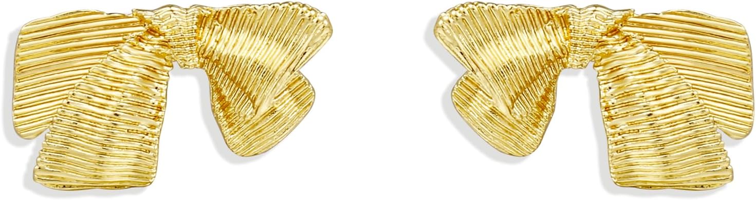 Badu Christmas Gold/Silver Bow Earrings For Women Ribbon Dainty Cute Stud Earrings Gift