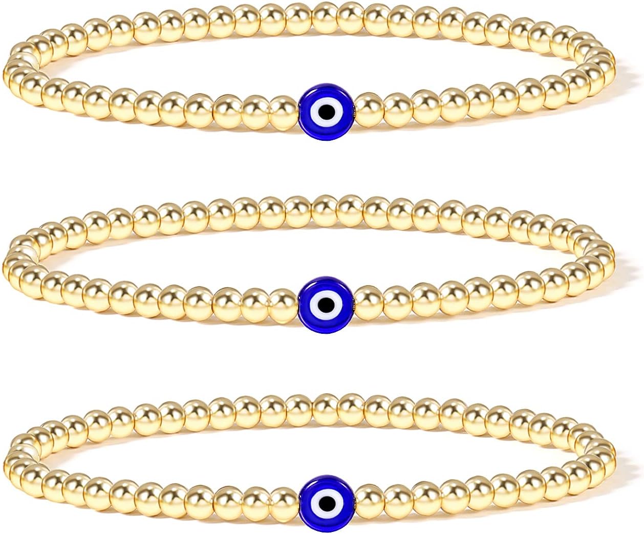 Evil Eye Luck Bracelet Gold Beaded Bracelet For Women Bracelets Set Blue Eye Bead Hand Stretch Bracelet Gifts For Bestfriends, Couple, Family Members, Siblings, Sister, Lover