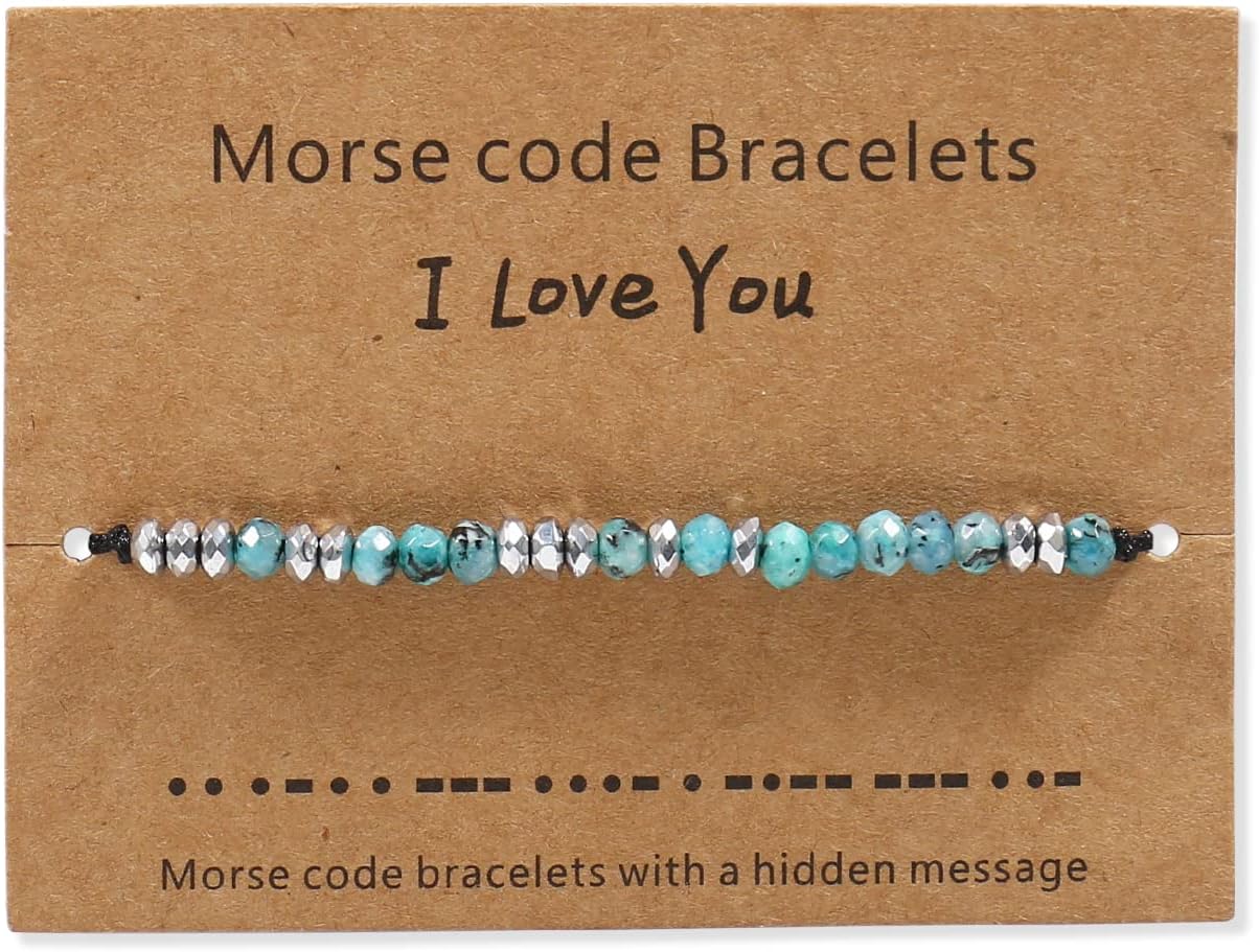 Inspiration Morse Code Bracelet Healing Bracelet Natural Stone Bead Bracelet Code Words Gifts For Daughters, Sisters, Moms,Grandmothers Gifts For Women Couple Birthday Present