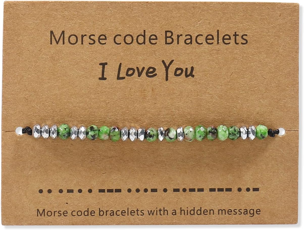 Inspiration Morse Code Bracelet Healing Bracelet Natural Stone Bead Bracelet Code Words Gifts For Daughters, Sisters, Moms,Grandmothers Gifts For Women Couple Birthday Present