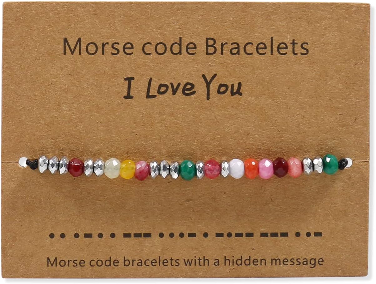 Inspiration Morse Code Bracelet Healing Bracelet Natural Stone Bead Bracelet Code Words Gifts For Daughters, Sisters, Moms,Grandmothers Gifts For Women Couple Birthday Present