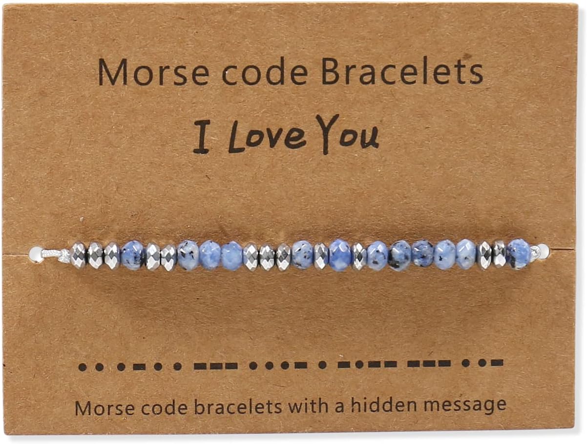 Inspiration Morse Code Bracelet Healing Bracelet Natural Stone Bead Bracelet Code Words Gifts For Daughters, Sisters, Moms,Grandmothers Gifts For Women Couple Birthday Present