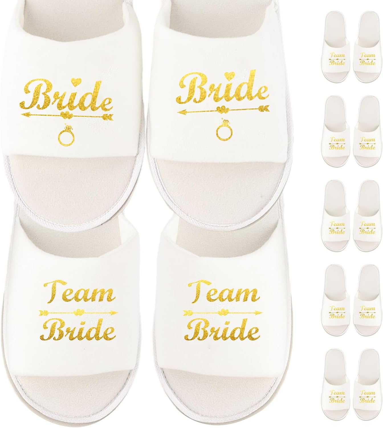 EPLAZA 7 Pair Bride Bridesmaid Slippers Wedding Disposable Slippers Wifety Slippers for Bridal Shower Gifts Bachelorette Party