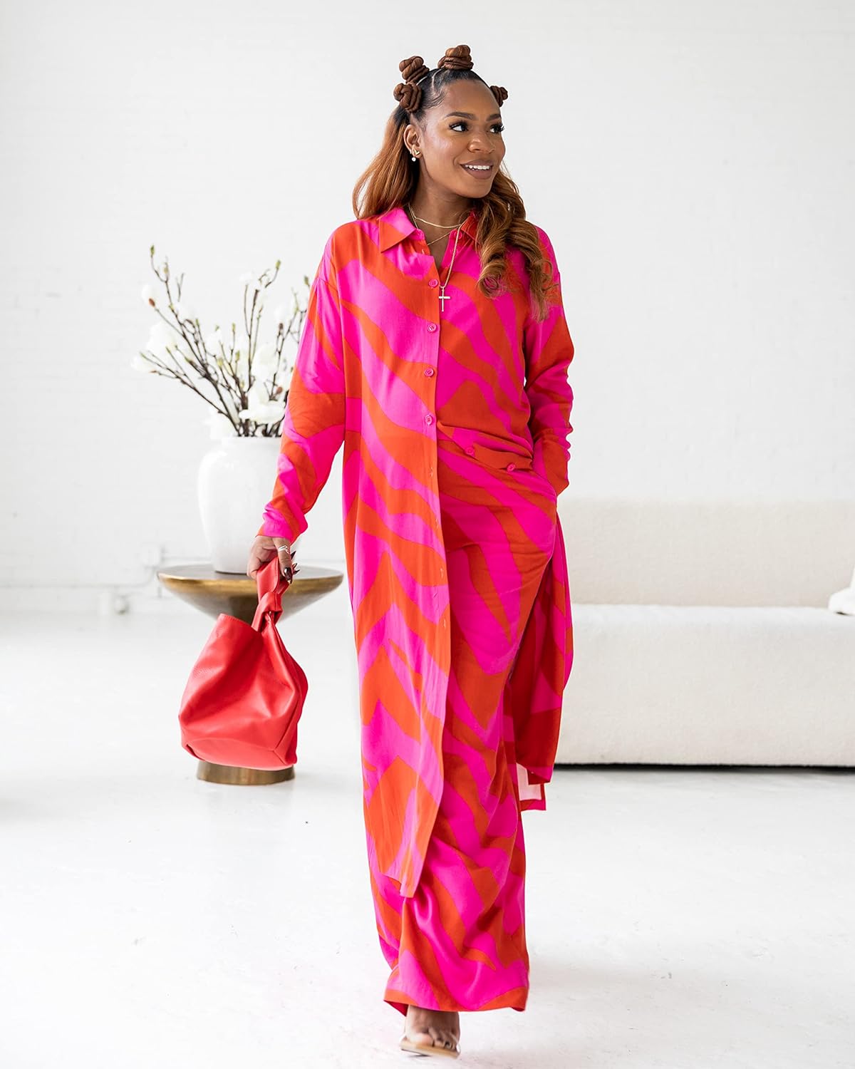 The Drop Women' Pink/Red Zebra Print Shirtdress by @victoriouslogan