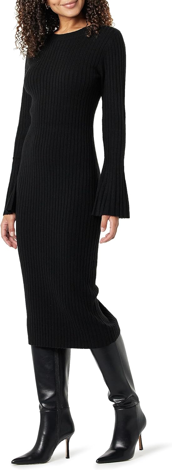 The Drop Women' Fernanda Bell Sleeve Ribbed Sweater Dress