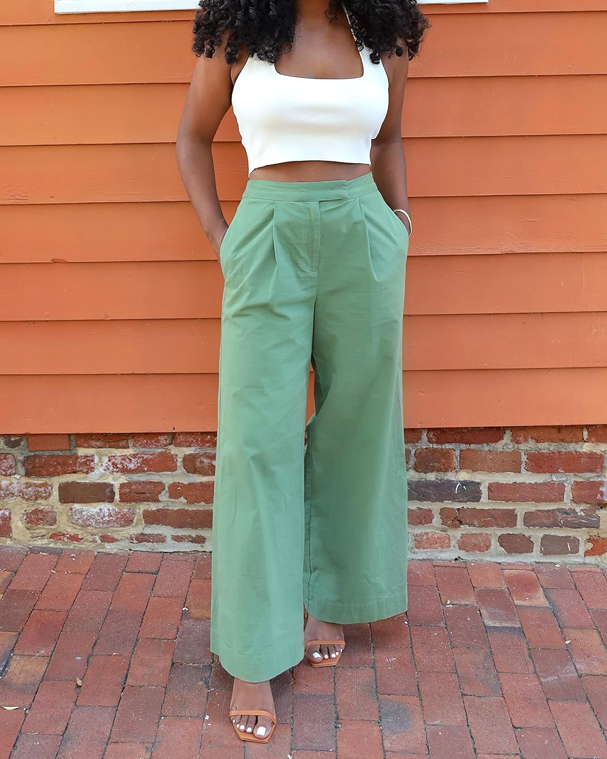 The Drop Women' Dark Ivy Wide Leg Pants by @hermela