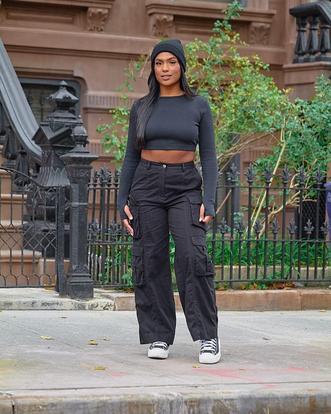 The Drop Women' Black Cargo Pants by @monetmcmichael