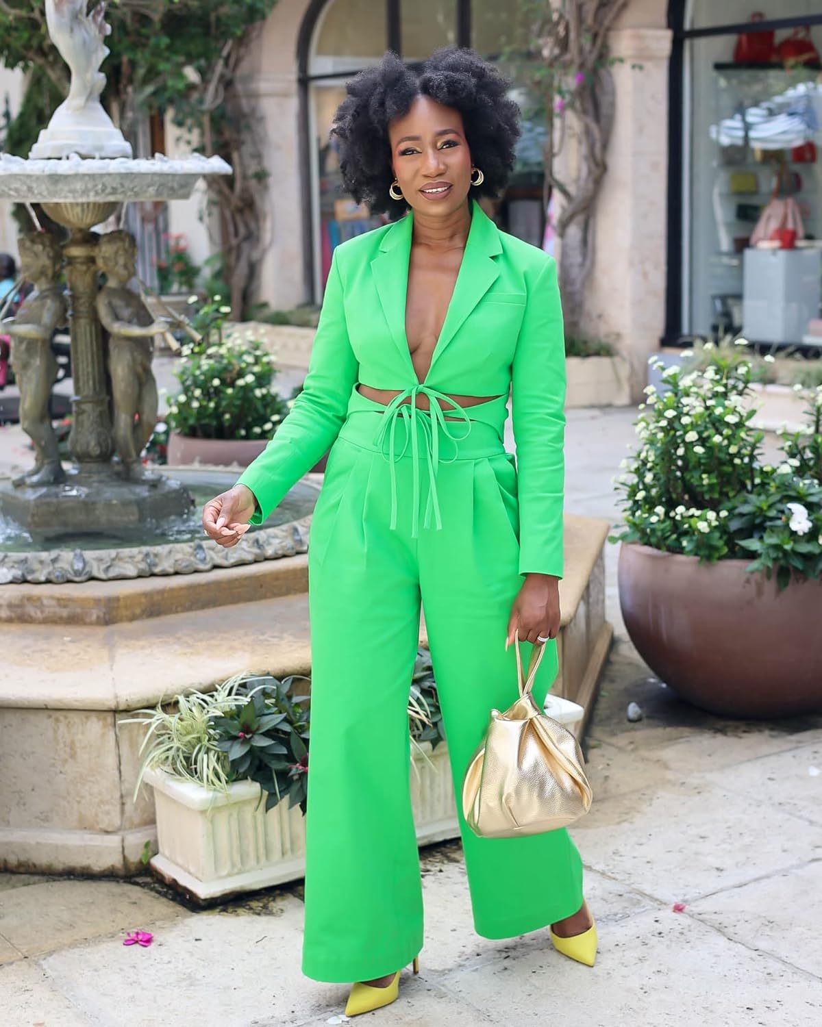 The Drop Women' Classic Green Wide Leg Pant by @kass_stylz