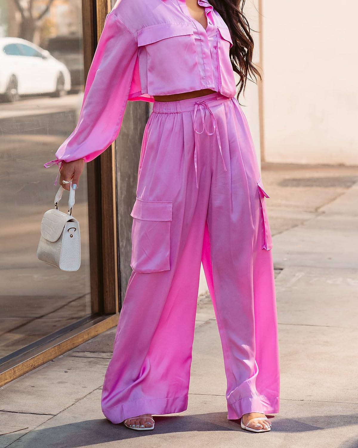 The Drop Women' Cyclamen Cargo Style Wide Leg Pants by @yvetteg23