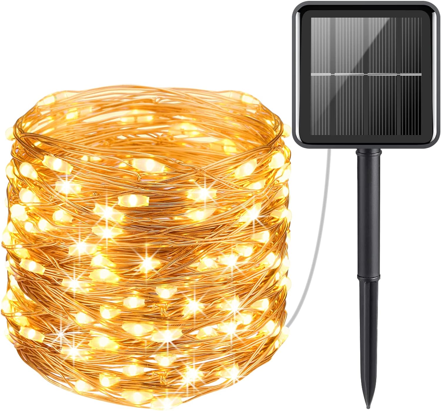 AMIR Upgraded Solar String Lights Outdoor, 8 Modes Mini 39Feet 120 LED Copper Wire Lights, Solar Powered Fairy Lights, Waterproof Decoration Lights for Garden Yard Party Wedding Christmas (Warm White)