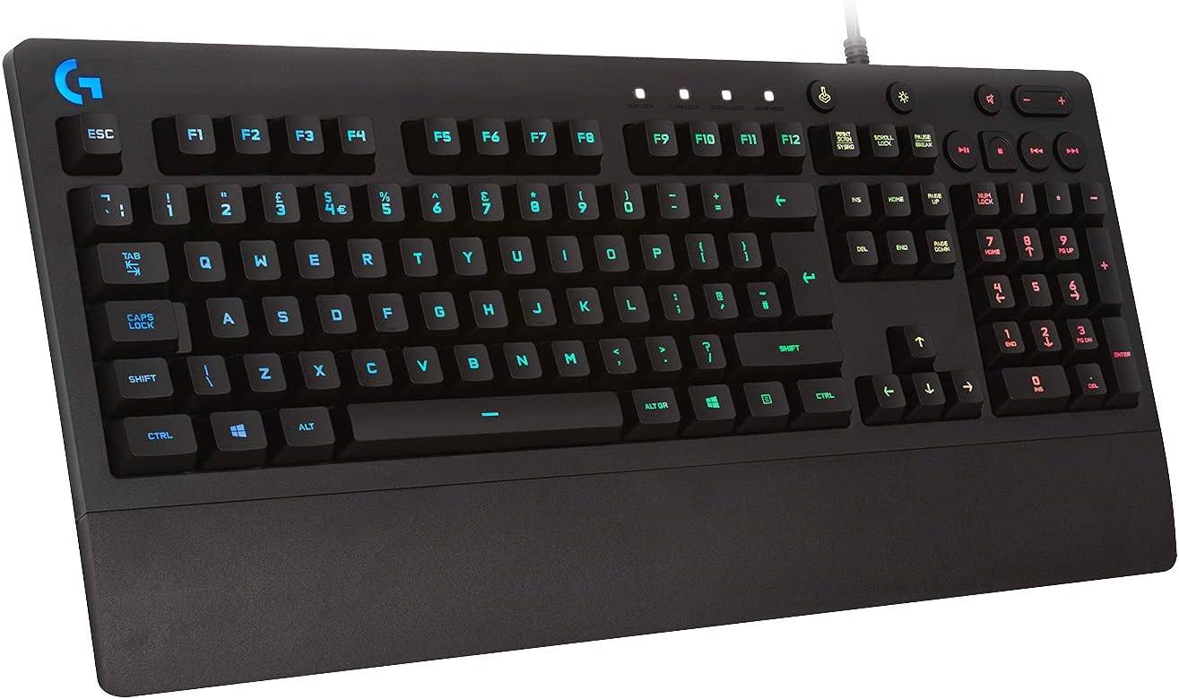 Logitech G213 Prodigy Gaming Keyboard, LIGHTSYNC RGB Backlit Keys, Spill-Resistant, Customizable Keys, Dedicated Multi-Media Keys  Black