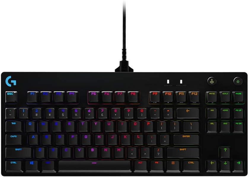 Logitech G PRO Mechanical Gaming Keyboard, Ultra Portable Tenkeyless Design, Detachable Micro USB Cable, 16.8 Million Color LIGHTSYNC RGB Backlit Keys