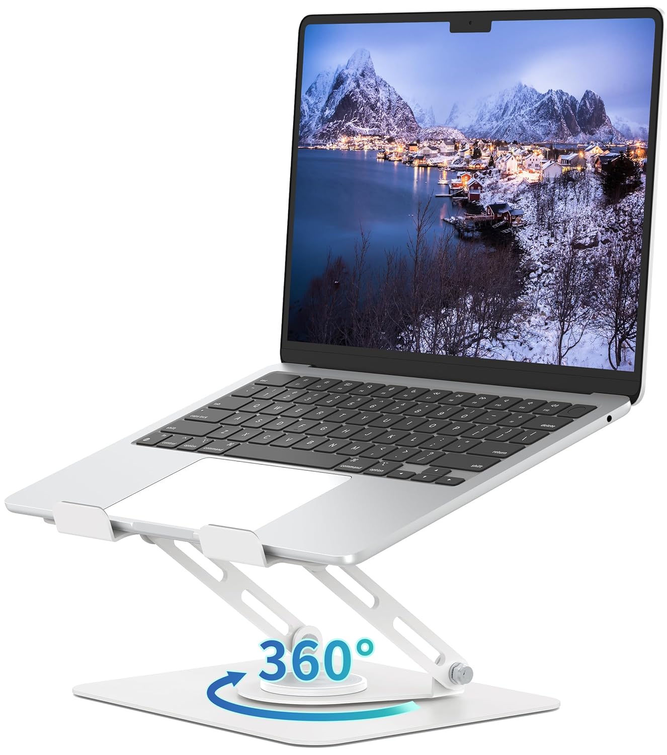 ALASHI Laptop Stand for Desk with 360Â° Rotating Base, Multi-Angle Adjustable Laptop Stands, Foldable Laptop Riser Compatible with 10 to 15.6 Inches PC Computer, White