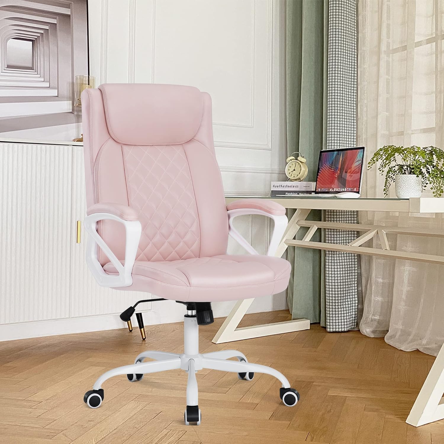 Misolant Office Chair, Executive Desk Chair, Comfortable Computer Chair, Executive Chair Thick Armrest, Big and Tall Office Chair with Adjust Height, PU Leather Office Chair