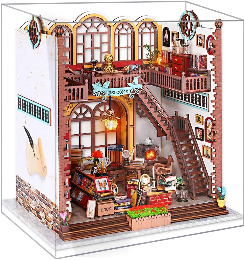 CUTEBEE DIY Miniature Dollhouse Kit, DIY Wooden Dollhouse Kit Miniature House Kit, Creative Room IdeaMagic Bookstore