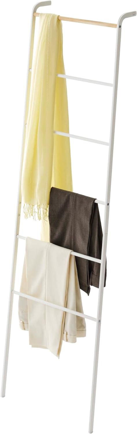 Yamazaki Home Leaning Ladder Rack, Space Saving Steel One Size White