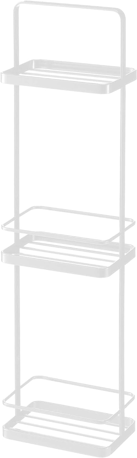 YAMAZAKI Home Wire Standing Bath Shelf Baskets | Steel | Tall | Shower Caddy, White