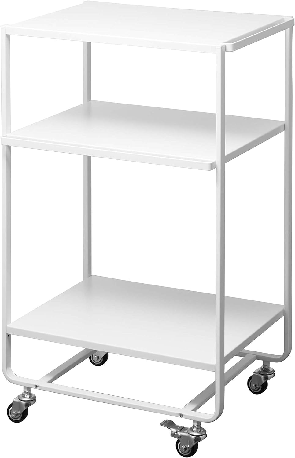 YAMAZAKI Home 3-Tier Storage Utility Kitchen/Bathroom | Steel | Rolling Carts, One Size, White