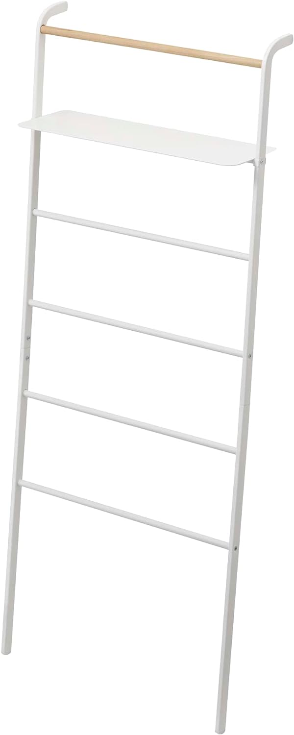 YAMAZAKI home Tower Leaning Ladder With Shelf White