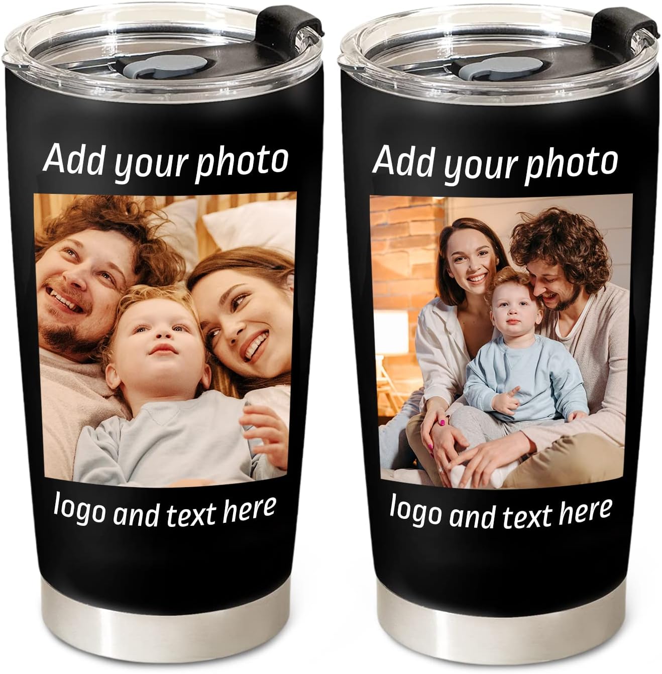 Petalsun Personalized Coffee Tumbler with Pictures Text Name, Custom Stainless Steel Tumbler, Coffee Travel Mug Cup 20 Oz, Personalized Gifts for Christmas Birthday for Dad, Mom, Friend