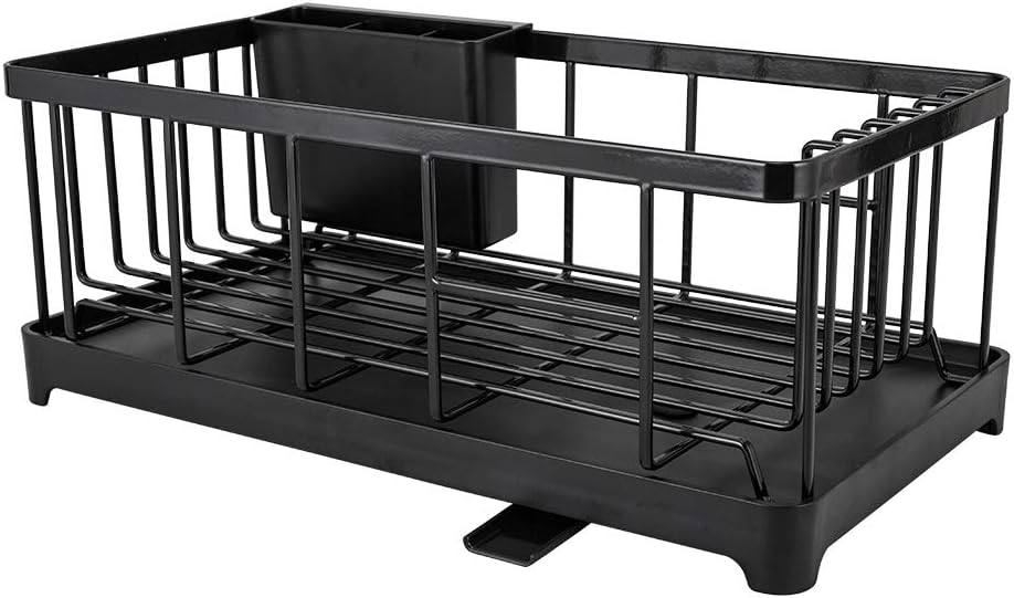 YAMAZAKI home 2876 Alloy Steel Wire Dish Drainer Rack, One Size, Black