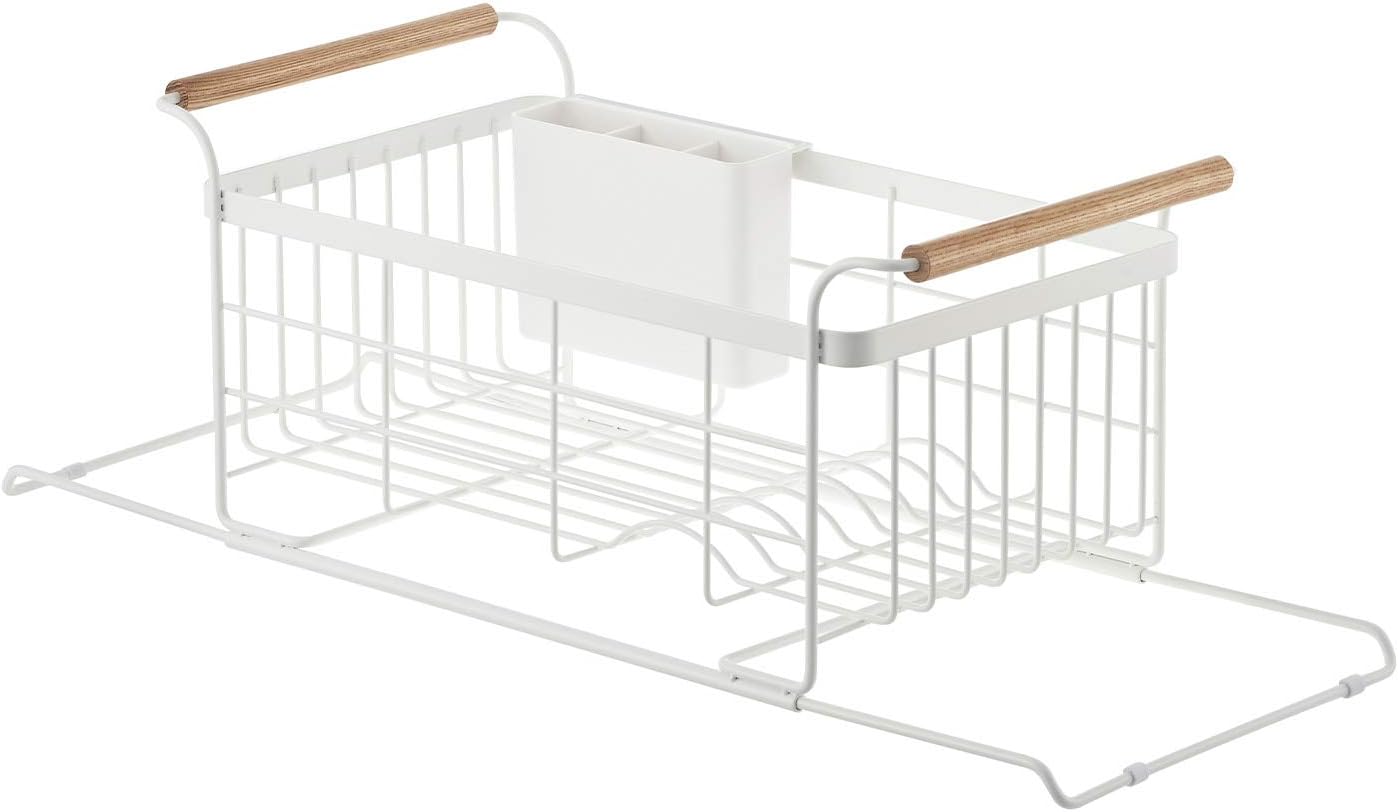 YAMAZAKI home 3108 Sink Dish Drainer Rack-Expandable Kitchen Drying Organizer Holder, One Size, White