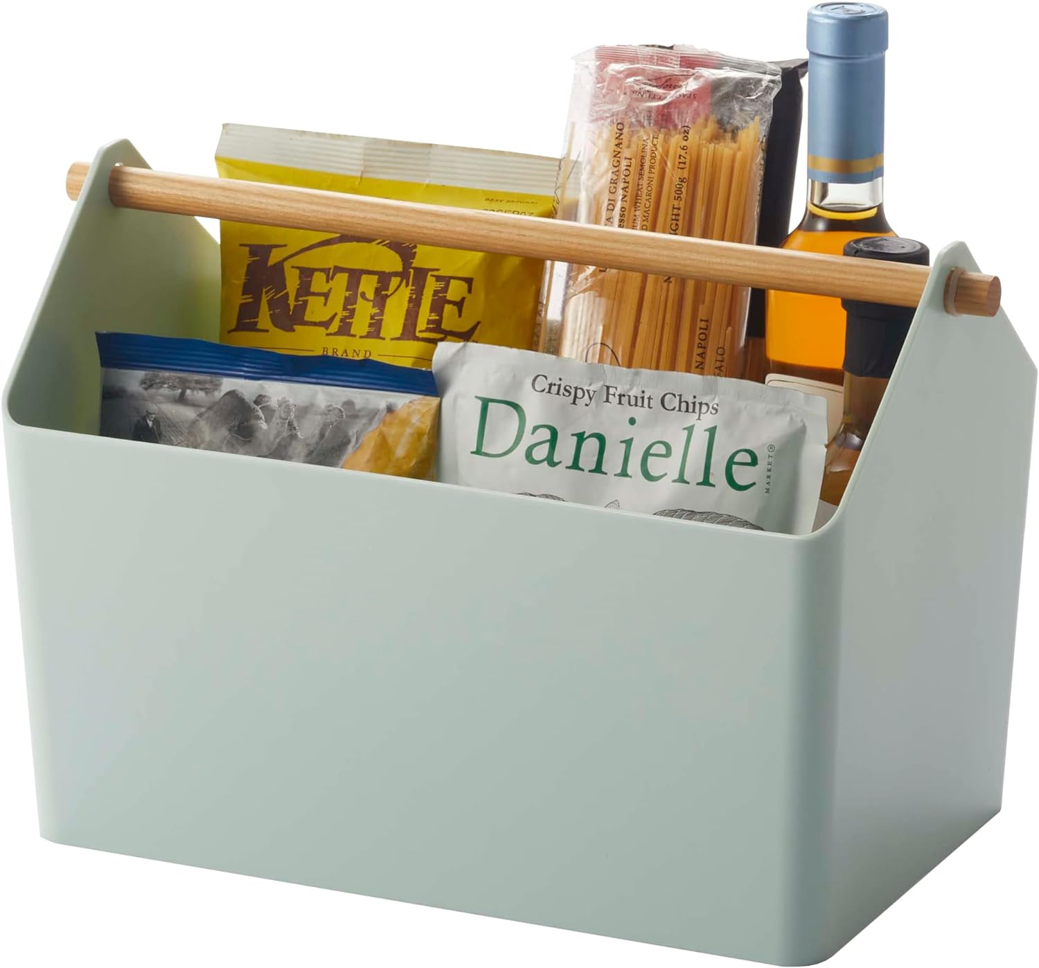 YAMAZAKI Home Storage Organizer/Cleaning Caddy/Storage Basket With Handle, Plastic   Wood, Handle, No Assembly Req.