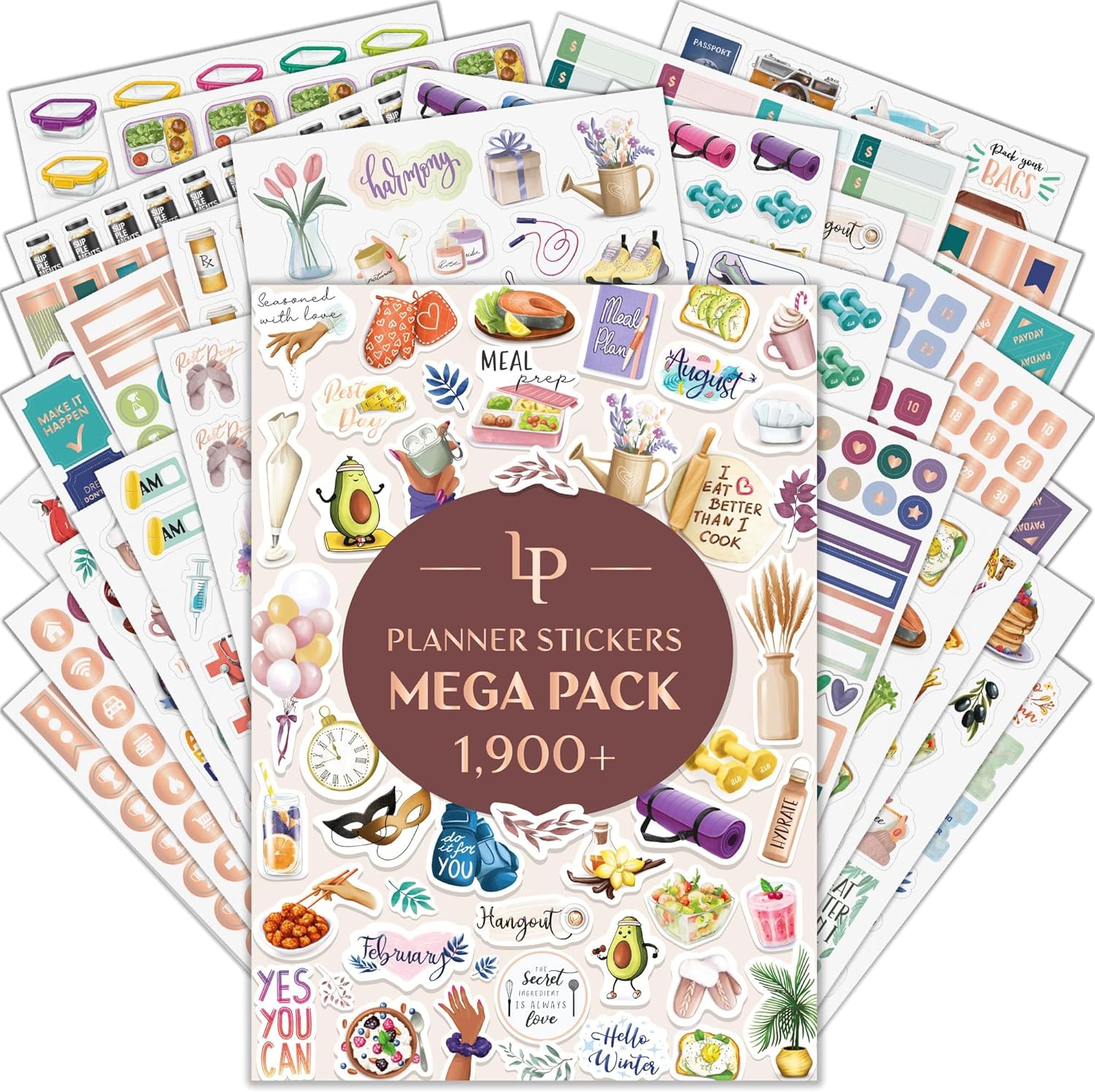 Legend Mega Sticker Pack  1,900  Small Stickers for Planner, Journal & Calendar  Aesthetic, Inspirational, Seasonal, Dates, Months, Holidays, Wellness & Budget Stickers  Planner Accessories