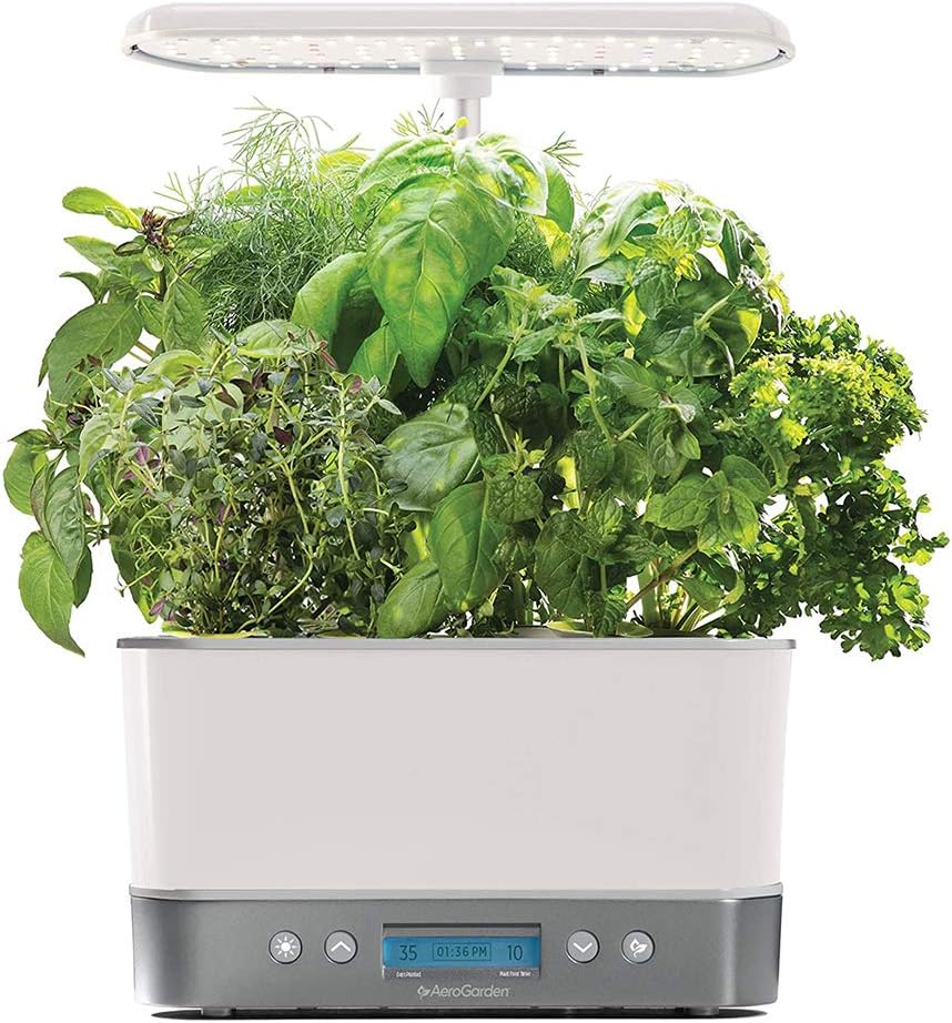 AeroGarden Harvest Elite Indoor Garden Hydroponic System with LED Grow Light and Herb Kit, Holds up to 6 Pods, White