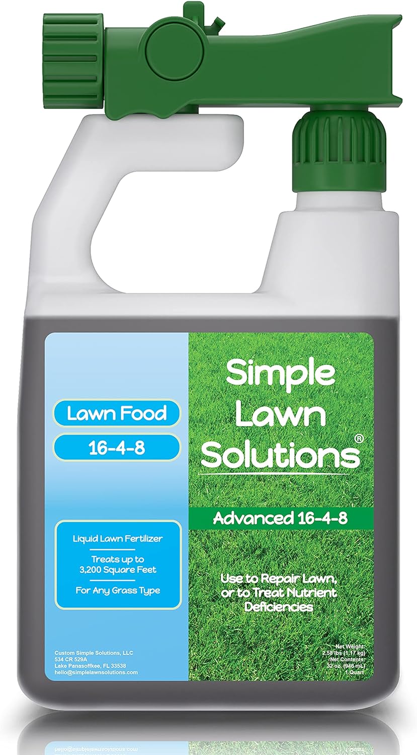 Advanced 16-4-8 Balanced NPK - Lawn Food Quality Liquid Fertilizer - Spring & Summer Concentrated Spray - Any Grass Type - Simple Lawn Solutions (32 Ounce)