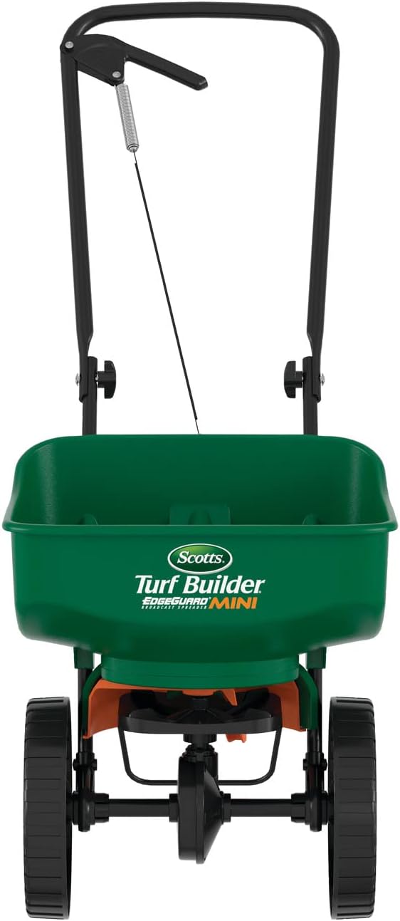 Scotts Turf Builder EdgeGuard Mini Broadcast Spreader for Seed,Fertilizer,Salt,Ice Melt, Holds up to 5,000 sq.ft. Product