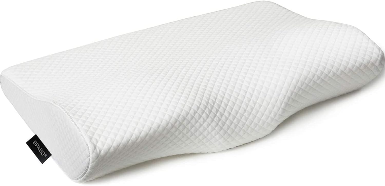 EPABO Contour Memory Foam Pillow Orthopedic Sleeping Pillows, Ergonomic Cervical Pillow for Neck Pain - for Side Sleepers, Back and Stomach Sleepers, Free Pillowcase Included ( Soft & Queen Size)