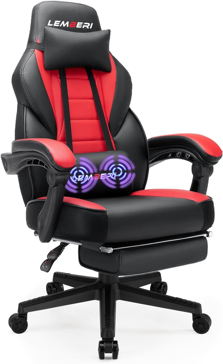 LEMBERI Video Game Chairs with footrest, Big and Tall Gamer Chair for Adults, 400lb Capacity, Racing Style Computer Chair with Headrest and Lumbar Support