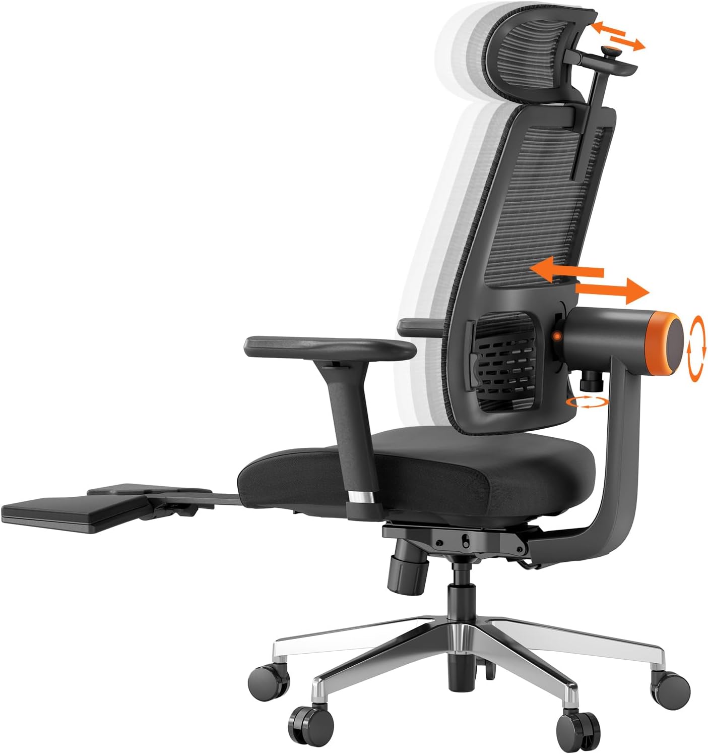 Newtral MagicH Ergonomic Chair with Footrest-High Back Desk Chair with Ultra Adaptive Lumbar Support, 5D Headrest, 4D Armrest, Adjustable Seat Depth & Height, Home Office