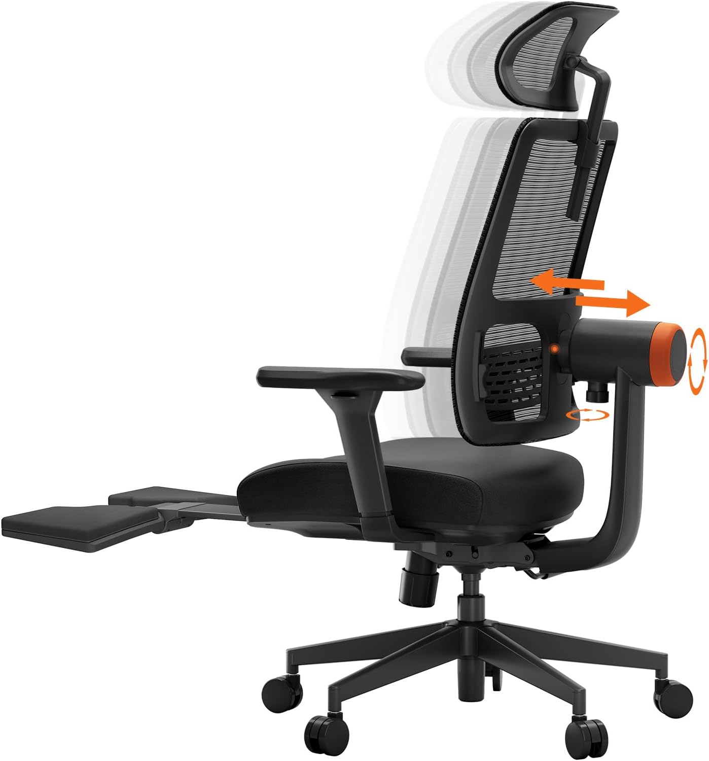 Newtral Ergonomic Chair with Footrest - Home Office Desk Chair with Auto-Following Lumbar Support, 4D Armrest, Seat Depth & Height Adjustable, 96-136 Reclines
