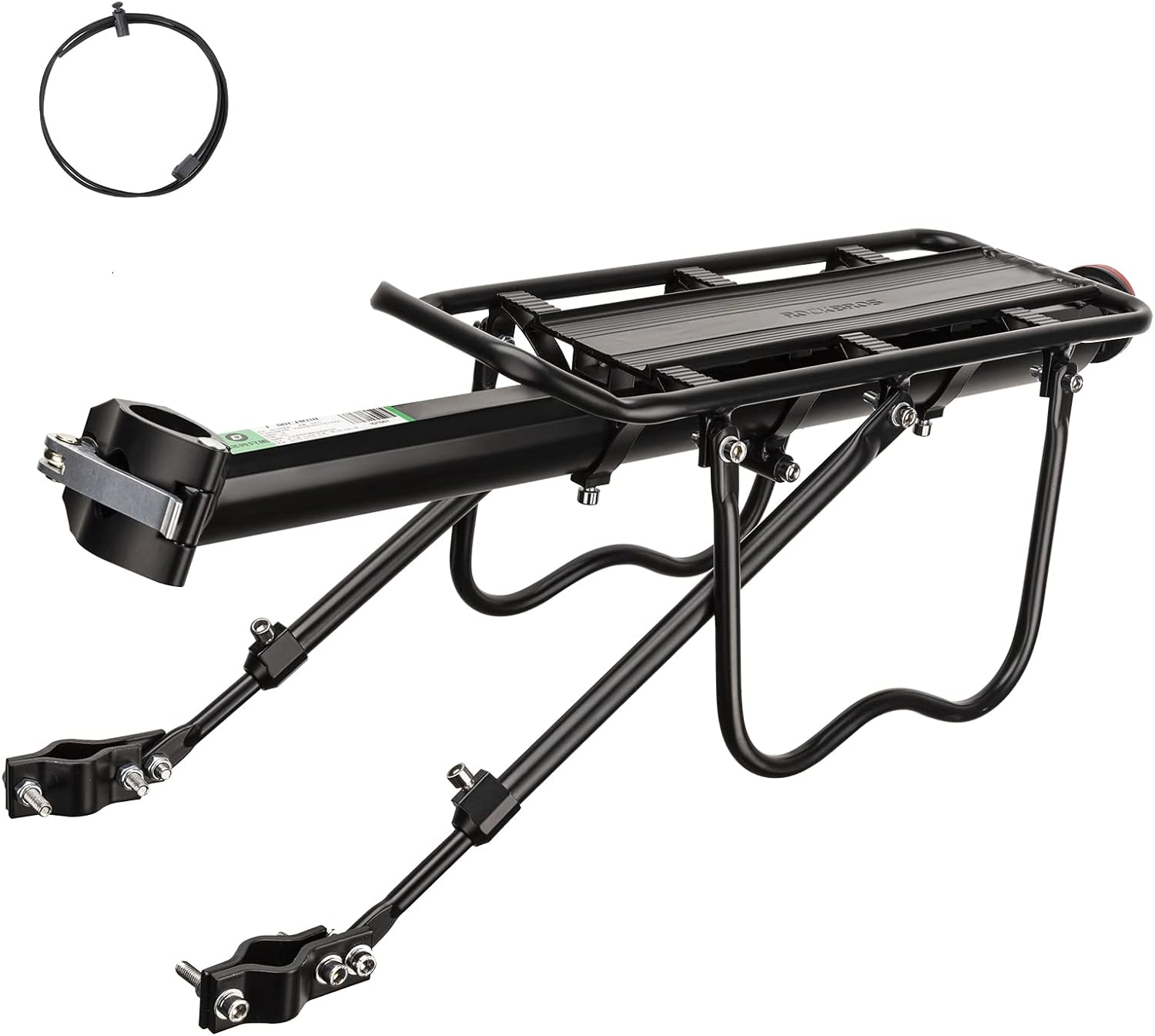 ROCKBROS Rear Bike Rack Bike Cargo Rack Adjustable Bicycle Luggage Carrier Rack Rear Quick Release Mountain Bike Pannier Rack with Elastic Band and Reflector, Most 165 lbs Capacity