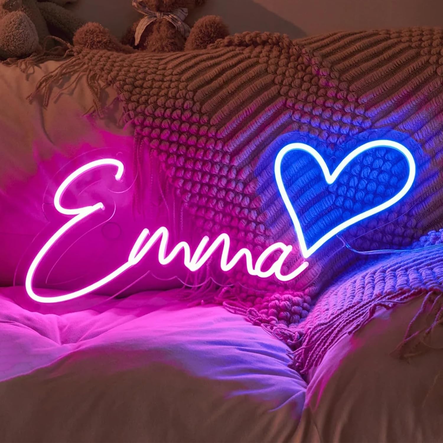 Custom Neon Signs, Aiddwrron Large Personalized Neon Light Sign, Customizable LED Neon Name Sign for Kid' Room Wedding Wall Decor Bedroom Birthday Festival Party Business Logo Custom Name Neon Present(Optional 14 to 55)