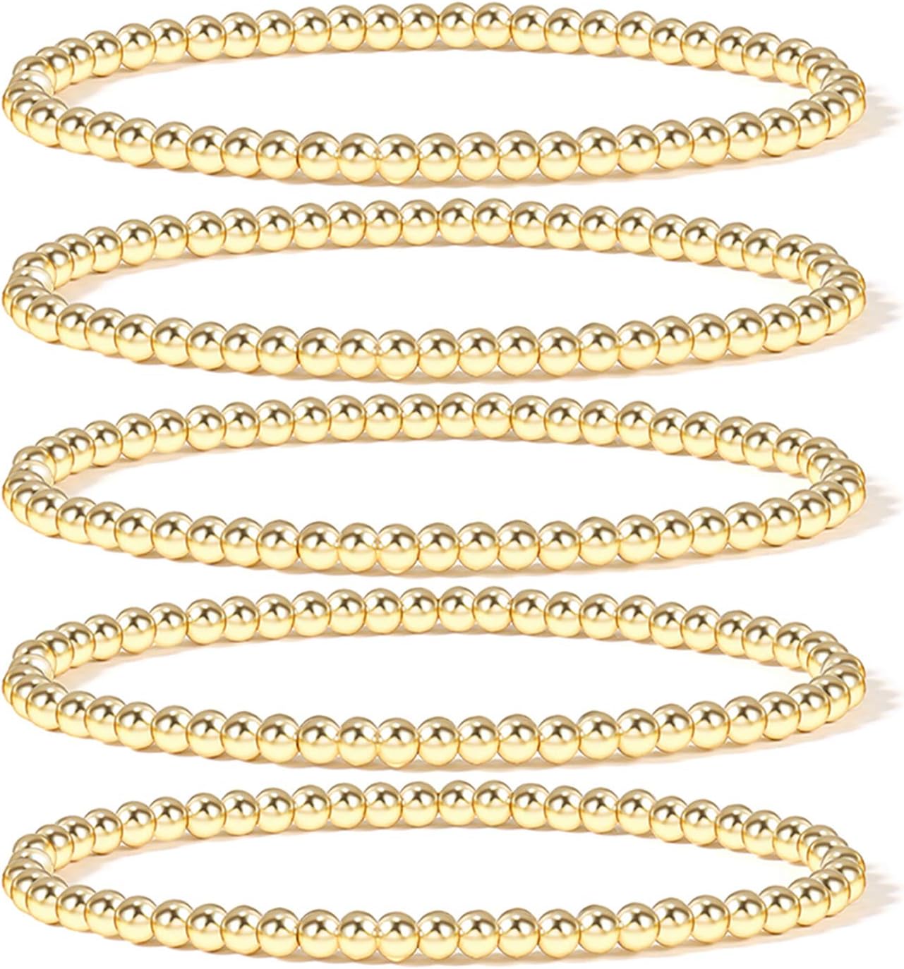 Elegance 11 designs 14K Gold Plated Bead Ball Bracelet Stretchable Elastic Gold Beaded Bracelets for Women