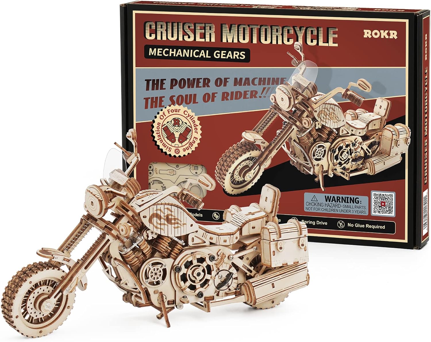 ROKR 3D Wooden Puzzles Motorcycle Mechanical Model Kit for Adults and Teens to Build Christmas/Birthday Gift