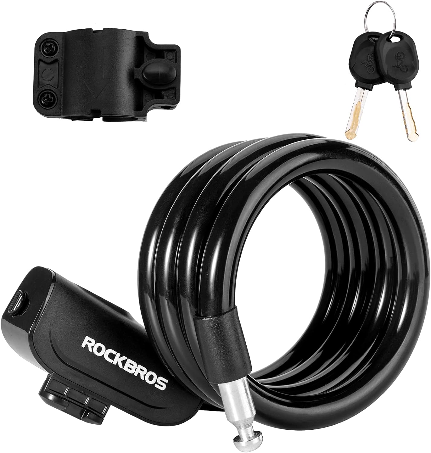 ROCKBROS Bike Lock Cable 4 Feet Bicycle Cable Lock with Mounting Bracket 2 Secure Keys 1/2 Inch Diameter