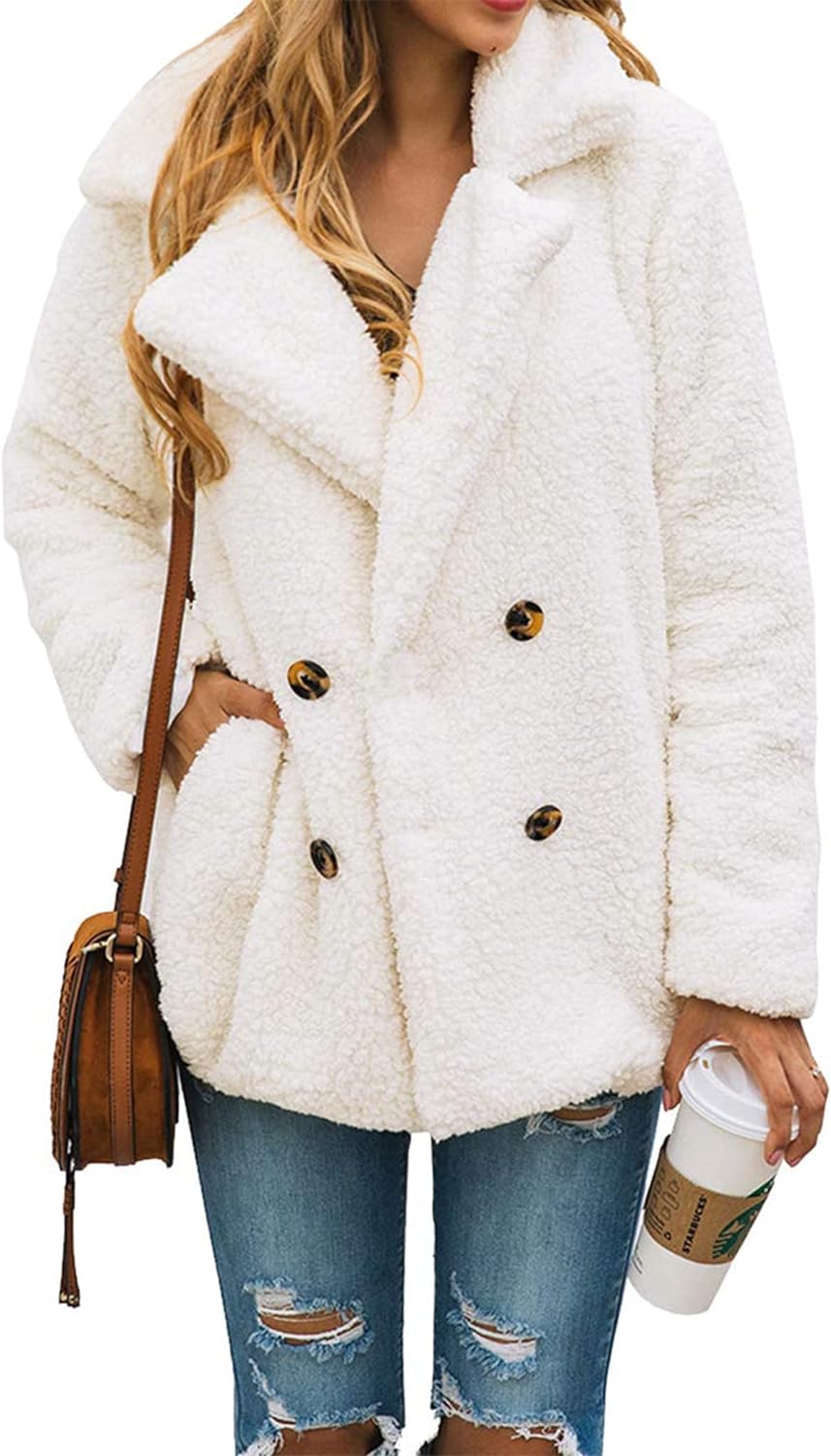 PRETTYGARDEN Women' Fashion Winter Coat Long Sleeve Lapel Zip Up Faux Shearling Shaggy Oversized Shacket Jacket