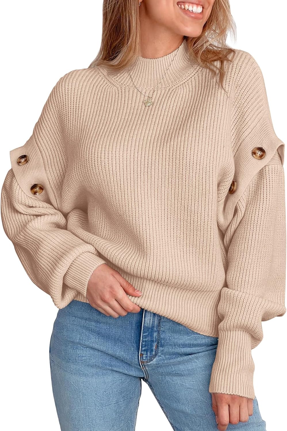 PRETTYGARDEN Women' Knit Pullover Sweater 2024 Fall Fashion Clothes Long Sleeve Mock Neck Blouse Tops