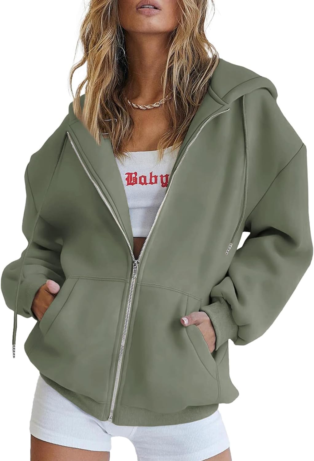 PRETTYGARDEN Women' Zip Up Y2K Hoodies Casual Long Sleeve Track Jackets With Pockets