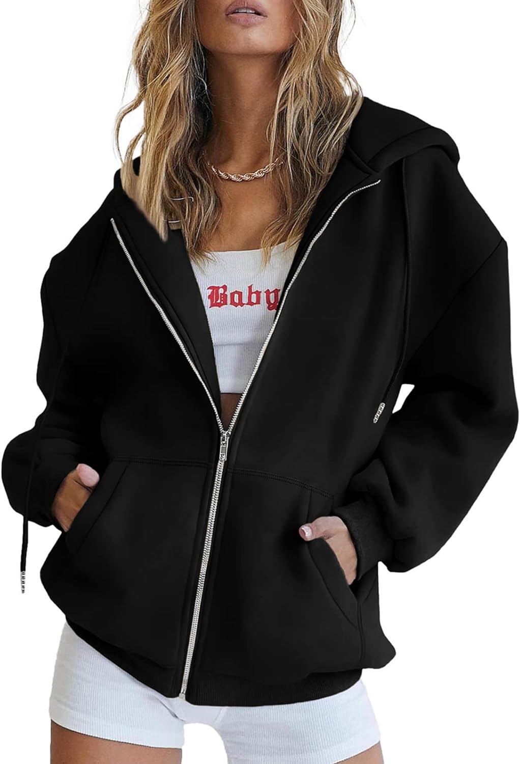 PRETTYGARDEN Women' Zip Up Y2K Hoodies Casual Long Sleeve Track Jackets With Pockets