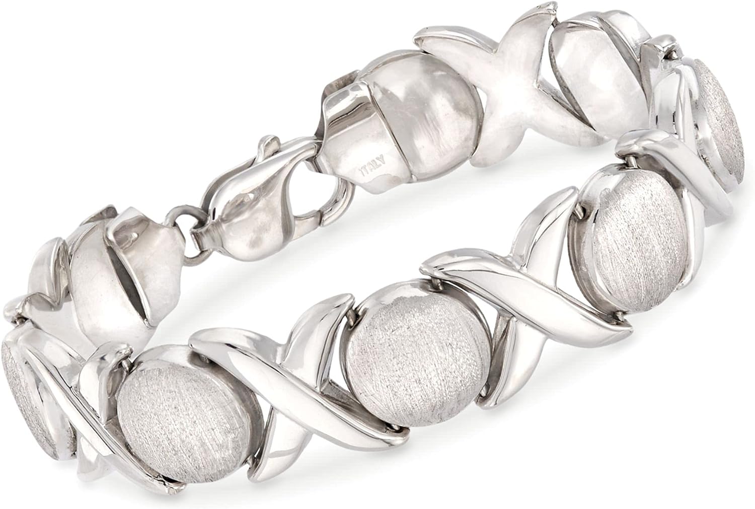 Ross-Simons Italian Sterling Silver Brushed and Polished Xo Link Bracelet