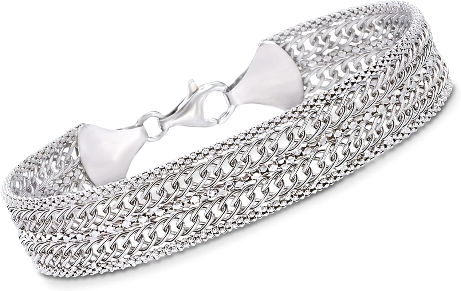 Ross-Simons Italian Sterling Silver Popcorn-Chain and Curb-Link Bracelet. 8 inches