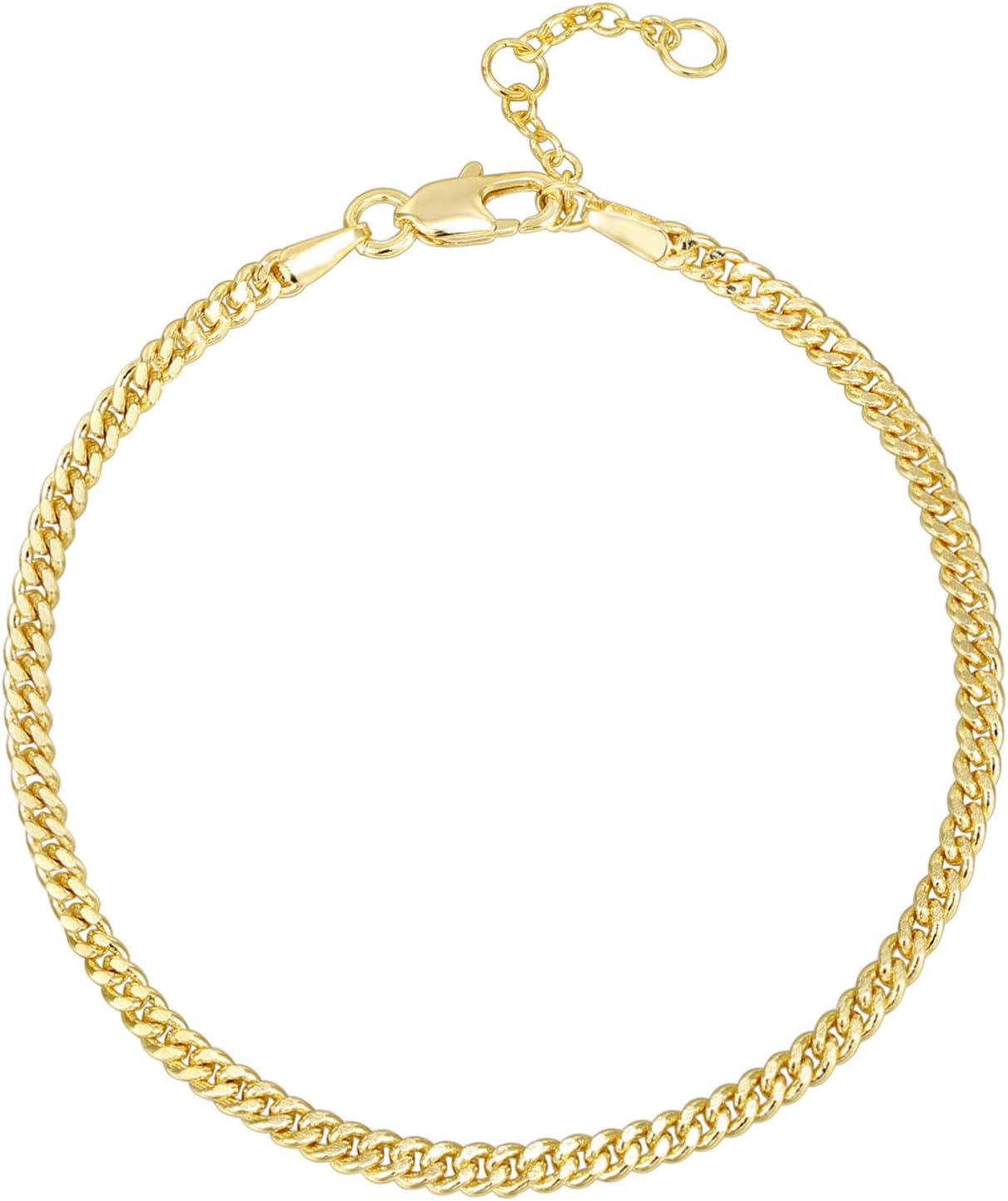 PAVOI 14K Gold Plated Paperclip/Curb/Figaro Chain Adjustable Bracelet for Women